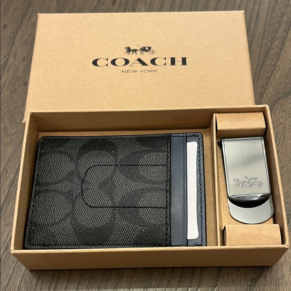 Coach 3in1 Card Case Charcoal Denim